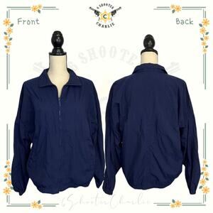 Vintage 90's On Your Mark Women's Navy Blue Windbreaker Zip Jacket Mesh Lining